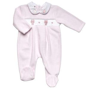 Teddy Cotton Sleepsuit - Pink