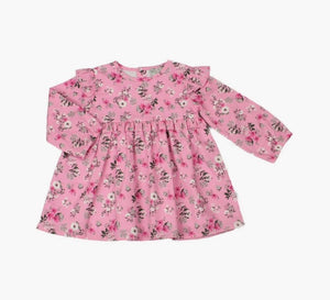 Floral Frilled Empire Dress - Pink