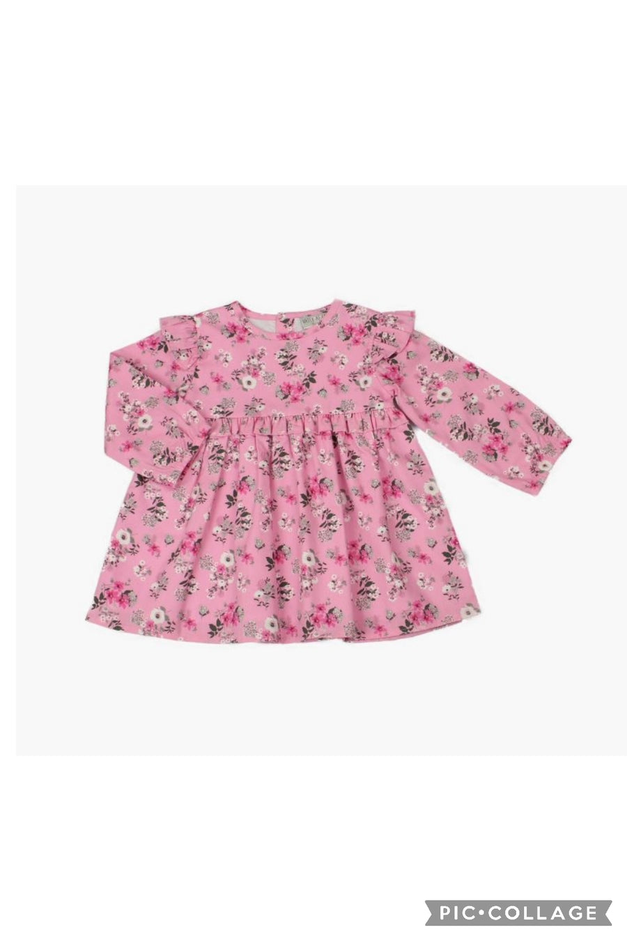 Floral Frilled Empire Dress - Pink