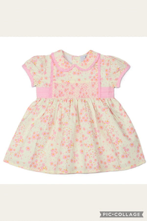 Girls Smocked Lined Dress -Pink