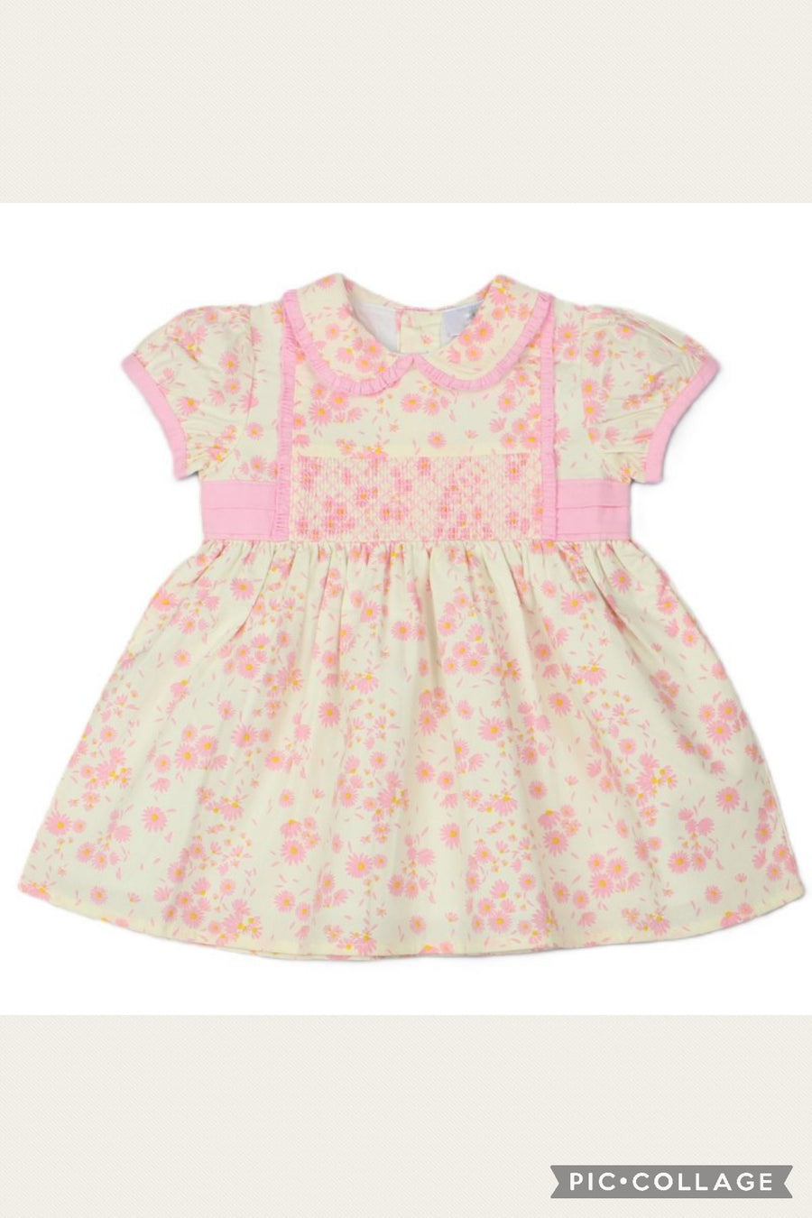 Girls Smocked Lined Dress -Pink