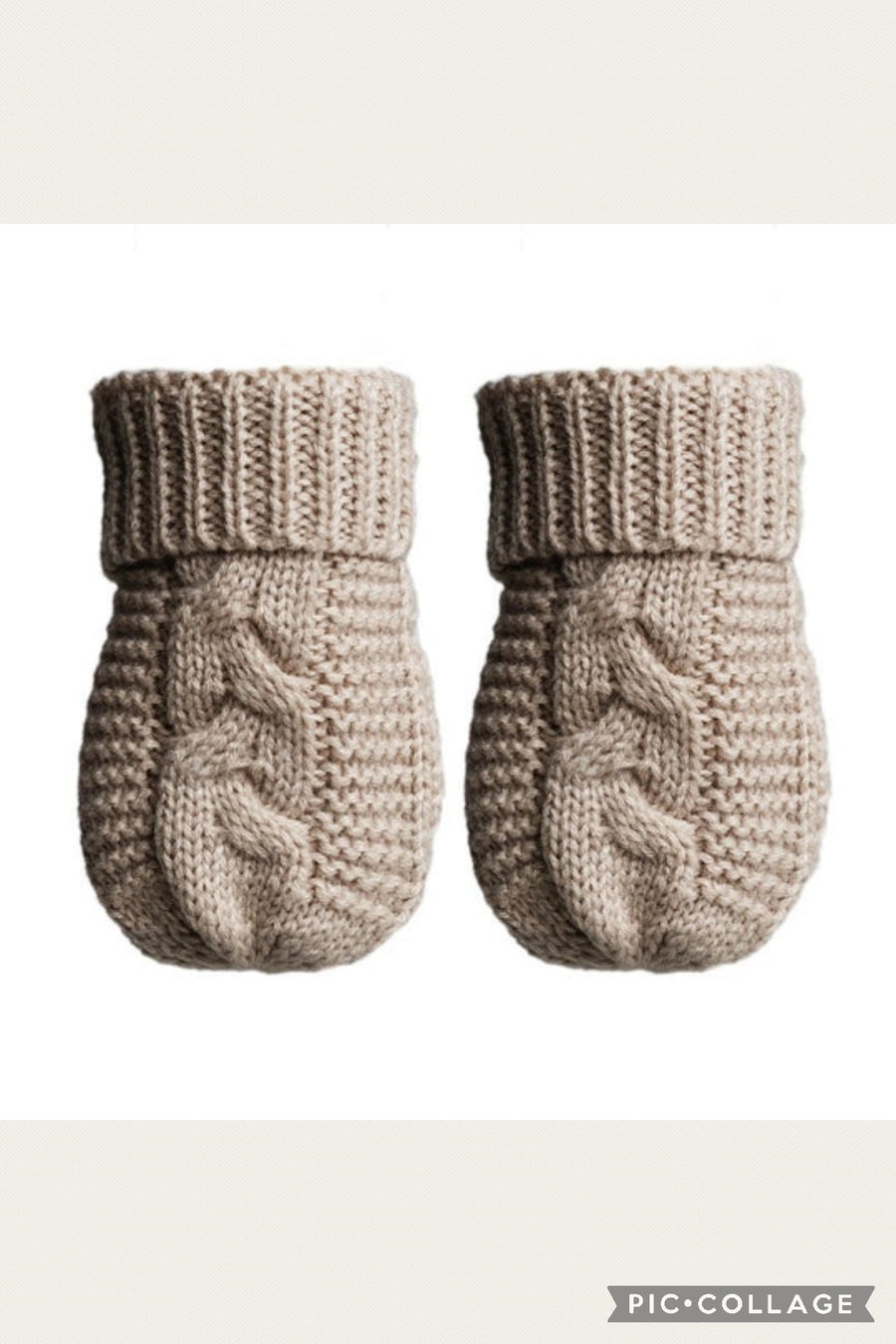 Cable Knit Mittens - Biscuit