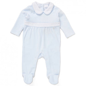 Baby Boys Jumbo Velour Sleepsuit - Blue