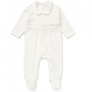 Baby Jumbo Velour Sleepsuit - White