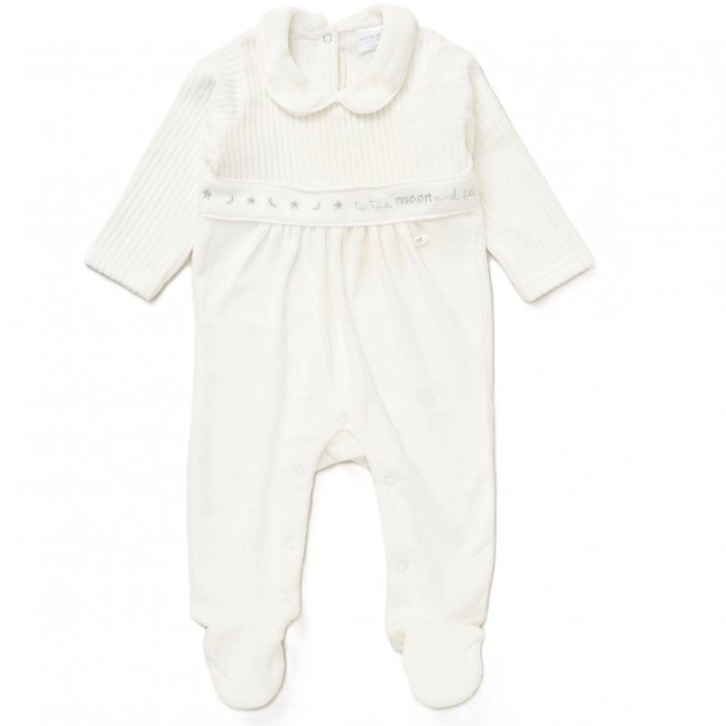 Baby Jumbo Velour Sleepsuit - White