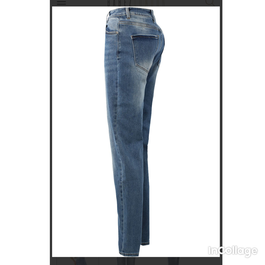 Blue Washed High Waisted Mom Jeans - Blue