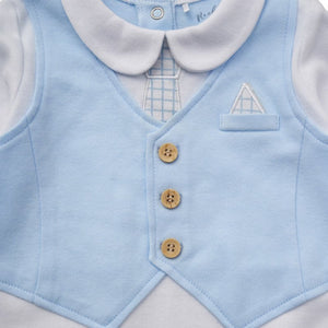 Baby Boys Waistcoat Cotton Sleepsuit - White