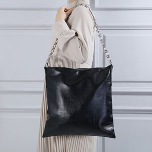 Large Casual Shoulder Bag - Black