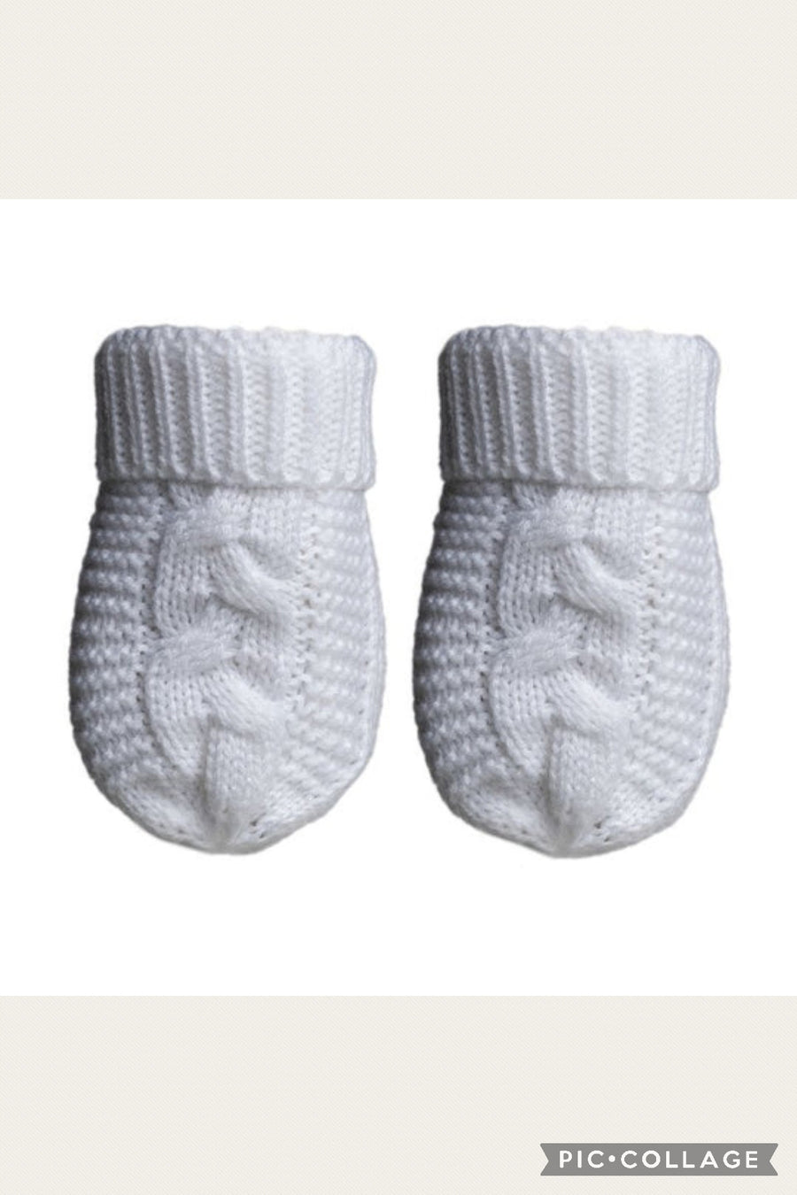 Cable Knit Mittens - White