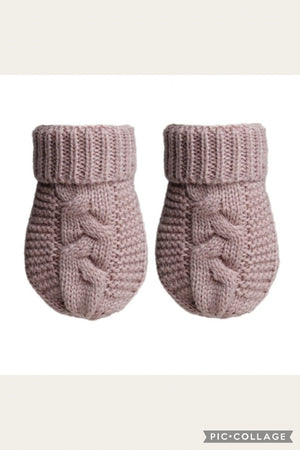 Cable Knit Mittens - Dusty Pink