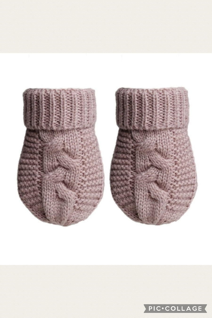 Cable Knit Mittens - Dusty Pink