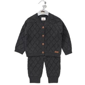 Baby Boys Knitted 2 Piece Outfit - Grey