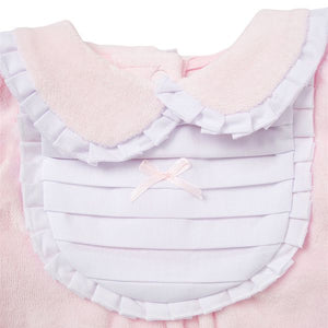 Baby Velour Pleat Neck Sleepsuit - Pink