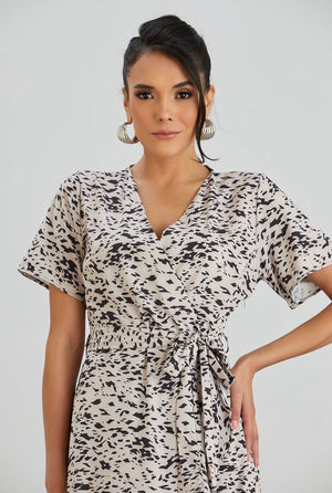 Wrap Midi Dress - Leopard