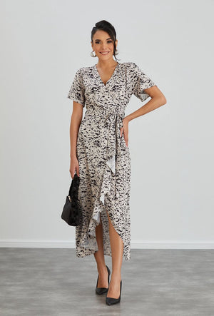 Wrap Midi Dress - Leopard