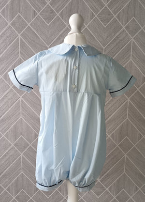 Boys Ben Hand Smocked Romper - Pale Blue