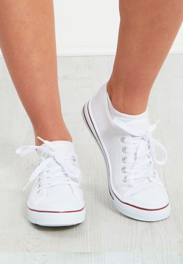 Canvas Lace Up Trainers - White