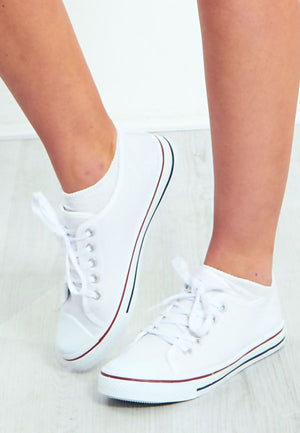 Canvas Lace Up Trainers - White