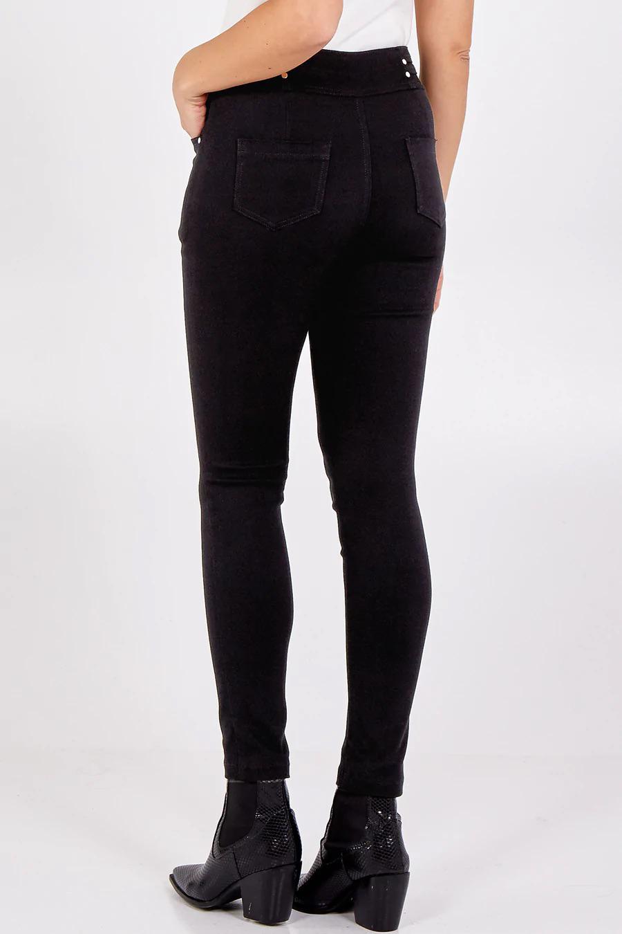 High Waisted Jeans With Gold Stud Detail - Black