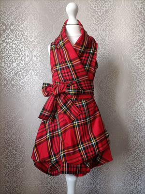 Mini Blonde & Wise Trench Dress - Red Tartan