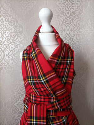 Mini Blonde & Wise Trench Dress - Red Tartan