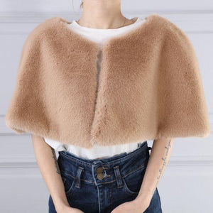 Sleeveless Faux Fur Shrug - Taupe