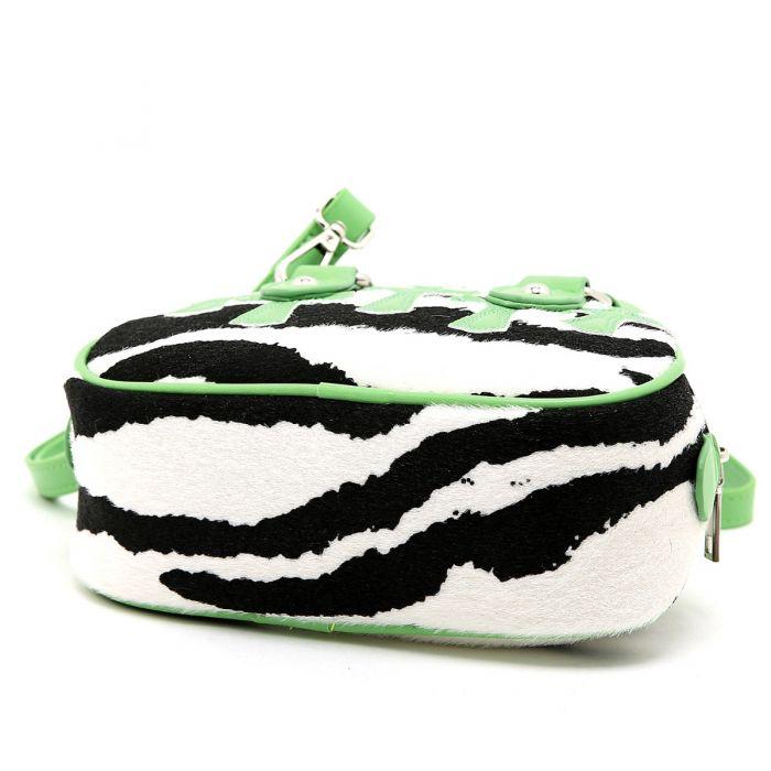 Small Zebra Pony Skin With Crossbody Pattern Bag - Spring Green