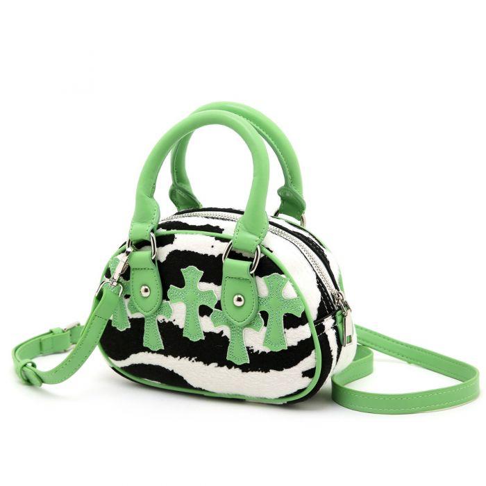 Small Zebra Pony Skin With Crossbody Pattern Bag - Spring Green